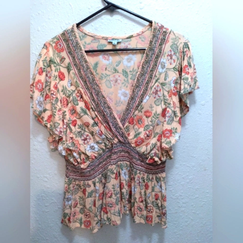 Nostalgia flutter short sleeve blouse